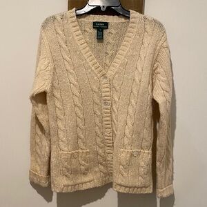 Lauren Ralph Lauren Beige Cable Knit Cardigan